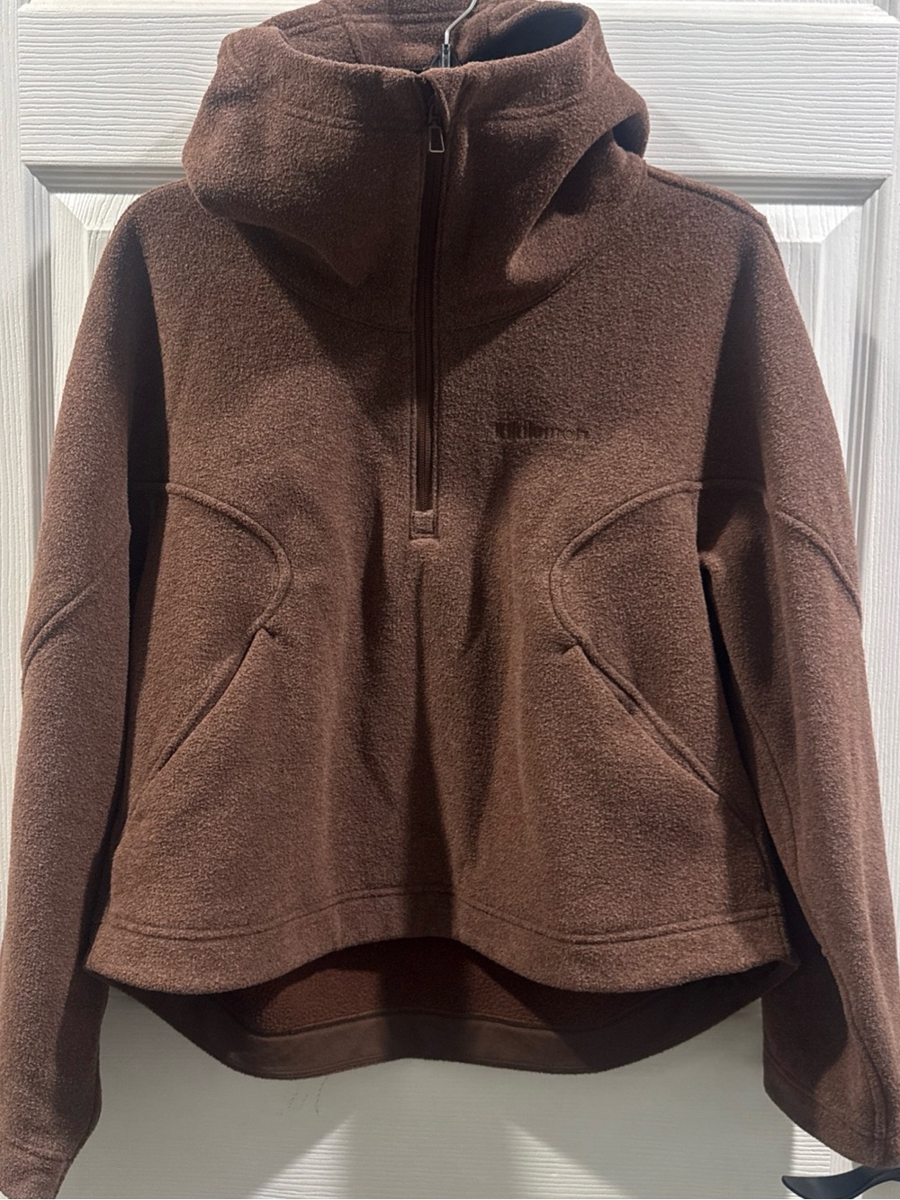 Lululemon Looped Terry Fleece Half Zip Hoodie Java Brown Size 8 W3GW5S